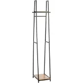 Haku Standgarderobe , Gesamttragkraft 15 kg, 2 Ablagen, B 380 x T 400 x H 1660 mm, Stahl/Holz, schwarz/dunkles Eiche-Dekor