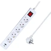 As Schwabe as-Schwabe 5-fach Steckdosenleiste Schalter USB A/C 1,4m Mehrfachsteckdose IP20