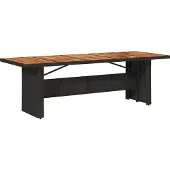 vidaXL Gartentisch mit Holzplatte Schwarz 240x90x75 cm Poly Rattan