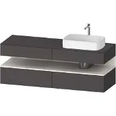 Duravit Qatego Konsolenwaschtischunterbau, 2 Auszüge, 2 Schubkästen, Ausschnitt rechts, 1600x550x600mm, Nische Weiß Supermatt, QA4778084490000