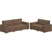 vidaXL 2-tlg. Sofagarnitur mit Kissen Braun Stoff