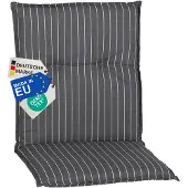 NYVI Gartenstuhl Auflage Niedriglehner Barcelona - UV-Beständig, Atmungsaktiv, Strapazierfähig - Niedriglehnerauflage Sitzkissen Outdoor - Sitzauflagen für Gartenstühle 100x50cm Grau Gestreift