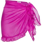 LASCANA Strandrock "mit Rüschenkante, leicht transparente Chiffonware" Pareo, kurzer Wickelrock, Beach Cover-up