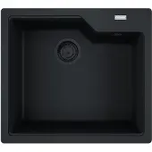 Franke Spüle URBAN UBG 610-56 in BLACK MATT - BLACK COLLECTION mit Excenterbedienung Drehknopf Edelstahl / Ausschnittmaß 540 x 480 mm R15 / Granitspüle