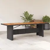 Prolenta Maison Exclusive - Gartentisch mit Holzplatte Schwarz 240x90x75 cm Poly Rattan