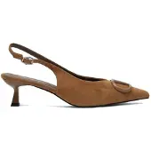 MACIEJKA Braune Pumps aus Naturleder mit spitzer Zehe, Slingback, verstellbarem Riemen und 6 cm Kitten-Absatz Modell K744732001
