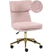 Beliani Bürostuhl Pastellrosa Bouclé Höhenverstellbar Drehbar Bremsbare Rollen ohne Armlehnen mit Wippfunktion Modern Drehstuhl Büro Arbeitszimmer
