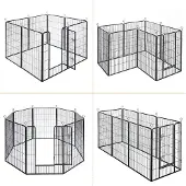 Feandrea Welpenauslauf, 8 Platten DIY, Doppel-L-Schloss, 77x100cm schwarz PPK81H