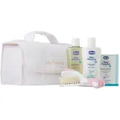 Chicco Baby Moments Pflege-Set in Rosa: Duschgel 200ml, Körperlotion 200ml, Eau de Toilette 100ml, Bürste & Kamm, Kosmetiktasche - Ideal für die sanfte Babypflege