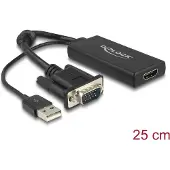 DeLOCK Adapter VGA + Audio zu HDMI mit Kabel schwarz