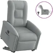 vidaXL Relaxsessel mit Aufstehhilfe Elektrisch Hellgrau Stoff