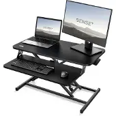 Sense7 Desktop - Konverter Schwarz Ergonomischer Schreibtischaufsatz Höhenverstellbar Sitz-Steh Workstation 81x40 cm Büro Stehpult Monitorständer PC