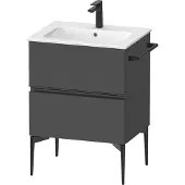 Duravit Sivida Waschtischunterbau, 2 Schubkästen, Griffleiste Diamantschwarz Matt, 610x477x591mm, zu ME by Starck, SV46430BD490000