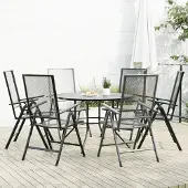 vidaXL Möbel Gartenstuhl-Set 7-tlg. Verstellbar Pulverbeschichteter Stahl - Sitzgruppe 3283763