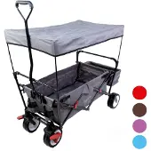 FUXTEC Bollerwagen Rot FX-CT350 - mit Dach | Klappbar | bis 75Kg | inkl. Hecktasche | Feststellbremse | Vollprofilreifen | 122 cm x 60cm x 128cm Rot