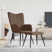Prolenta Maison Exclusive - Relaxsessel mit Hocker Braun Stoff