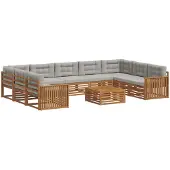 vidaXL Outdoor-Sofagarnitur 10 Stk. Natürlich und Hellgrau