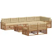 vidaXL Outdoor-Sofagarnitur 9 Stk. Natur und Beige