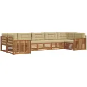 vidaXL Outdoor-Sofagarnitur 7 stk. Natur und Beige Massivholz Akazie