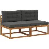vidaXL Outdoor Mittelsofa mit Kissen 2 Stück Natur