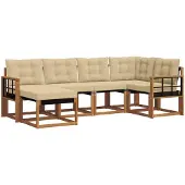 vidaXL Outdoor-Sofagarnitur 6 stk. Natur und Beige