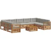 vidaXL Outdoor-Sofagarnitur mit Kissen 10 pcs Natürlich und Hellgrau