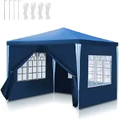 Izrielar Pavillon Partyzelt mit Seitenwänden, Reißverschlusstür & Fenstern, wetterfest, 3x3m Blau