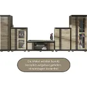 Meblomania Wohnwand BRINX, Kleiderschrank, TV-Schrank, Vitrine, Kommode, Kombivitrine - Trüffel Eiche