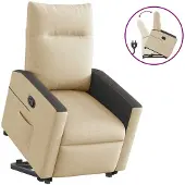 vidaXL Relaxsessel mit Aufstehhilfe Creme Stoff