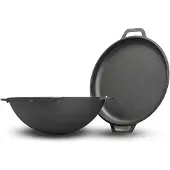 Brizoll 8L Kazan Schwenktopf Gusseisen Kasan Deckel-Bratpfanne Grill Campingtopf Kessel