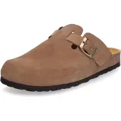 MIDS MONTY Damen Clog Tan mit Rauleder-Fußbett