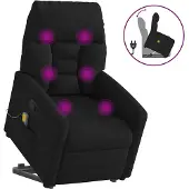 vidaXL Massagesessel mit Aufstehhilfe Schwarz Mikrofasergewebe
