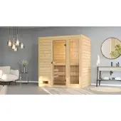Weka Sauna "Massivholzsauna VALIDA 2" Blockbohlen, moderne Ganzglastür, Fensterelement