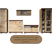 Meblomania KOMBO Wohnwand 5-teilig - Schrankwand, TV-Element, Kombi-Vitrine - Goldene Eiche