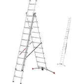 Hailo Leiter HobbyLOT, 3-teilige Alu-Kombileiter, 3 x 11 Sprossen, Lot-System