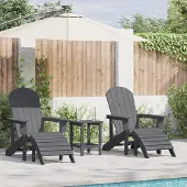 vidaXL Desgin 3-teiliges Garten-Lounge-Set Hellgrau HDPE - Gartenstühle 3335849