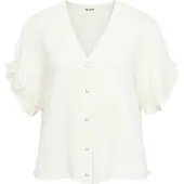 Object Damen Tops & T-Shirts Objframe 2/4 V-neck Re Top - Gebroken Wit - Größe 34