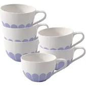 Villeroy & Boch Tasse "Cappuccinotassen Fleur Couleur 300 ml 6er Set", blau (bleu), B:11cm H:7cm Ø:11cm, Porzellan, Trinkgefäße, Tasse, Spülmaschinenfest, Mikrowellensicher