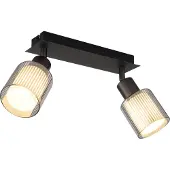 Globo Deckenstrahler Villegas, schwarz/grau, Glas, 28 cm lang, E14 dimmbar, schwarz, für Wohn- / Esszimmer, Glas, Downlights