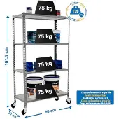 Simon Rack MADERCLICK MOBILE MINI 4/300 1500 Metallband CINZA/MADEIRA