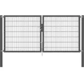 GAH Alberts Zaundoppeltür ALBERTS "Flexo Plus", grau (anthrazit), B:300cm H:140cm, Stahl, Tore, Zaundoppeltür, anthrazit, verschiedene Abmessungen