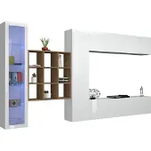 Freiraum Wohnwand >Benevent< (5-teilig) in Weiß Hochglanz - 350x180x30 (BxHxT)