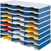 Styro Sortierstation styrodoc Standard SET, DIN C4, 8 Etagen/3-reihig/24 Fächer, grau/blau