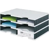 Styro Sortierstation styrodoc Standard, DIN C4, 3 Etagen/2-reihig/6 Fächer, grau/schwarz