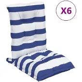 vidaXL Niedriglehner-Auflagen 6 Stk. Blau Weiß Gestreift Oxford-Gewebe