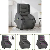 The Living Store Massagesessel mit Aufstehhilfe Dunkelgrau Stoff