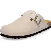 MIDS MONTY Damen Clog Beige mit Rauleder-Fußbett