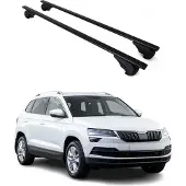 Omac Dachträger Grundtäger für Skoda Karoq 2017-2025 75kg Metall Schwarz 2 tlg
