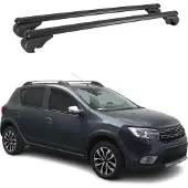 Omtec Dachträger für Dacia Sandero Stepway 2012-2024 Gepäckträger Aluminium Schwarz 2x