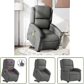 The Living Store Massagesessel mit Aufstehhilfe Dunkelgrau Stoff